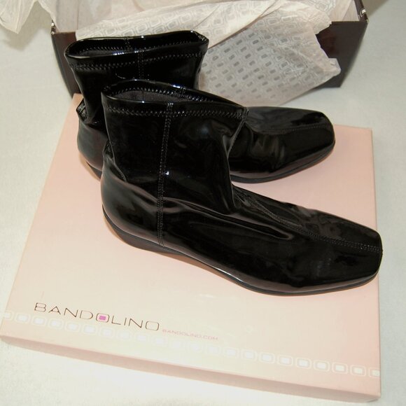 NIB Bandolino Black Patent Leather Boots, Women Size US 7.5 - Picture 10 of 11